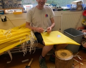 Matt Cox, finishing off the toggles to go onto the next batch of Scrub bags on their way to the frontline NHS staff. #withlovex