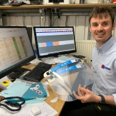 Chris Sanders busy organising all of the orders and logistics, as quality control on the PPE. #withlovex