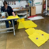 Sarah Bishop busy constructing the scrub bags. #withlovex